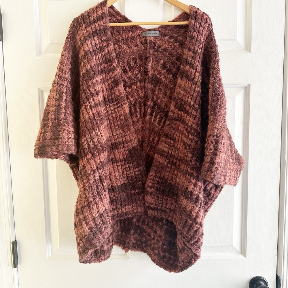 Anthropologie Chunky Open-Front Cardigan Sweater in Rose Brown Mix